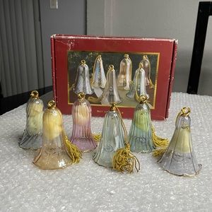 Lenox Crystal Iridescent Glass Christmas Bell Ornaments